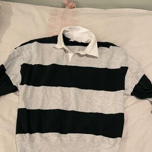 Aritzia Black and Gray Striped Top